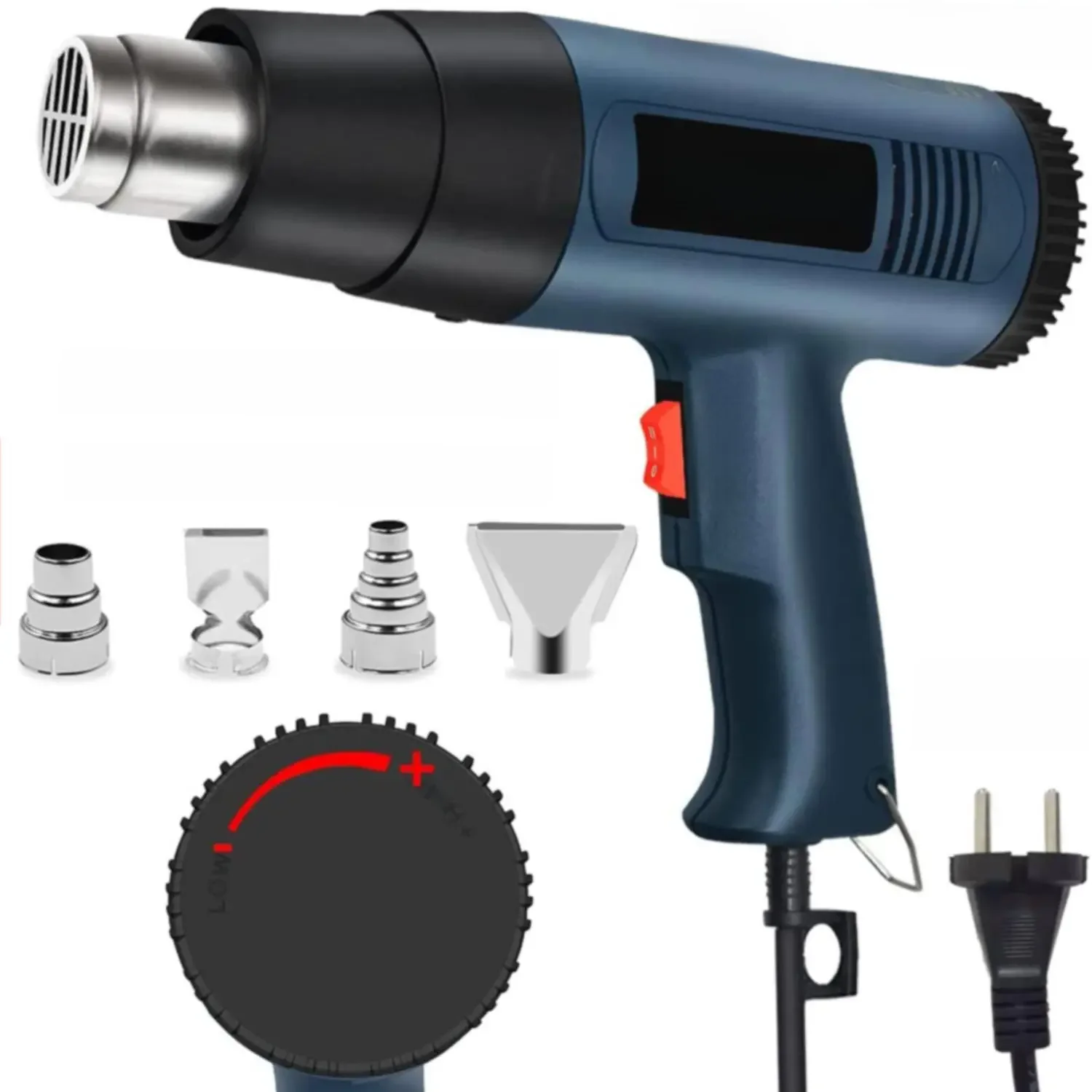 2000W Heat Gun Professional Hot Air Gun Adjustable Temperature 60-600 D 4 Nozzles for DIY Stripping