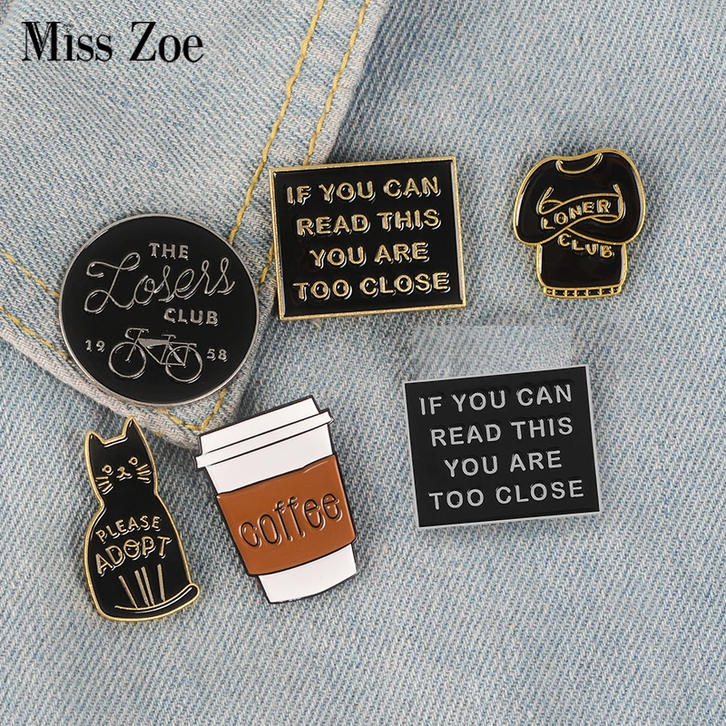 Introvert Loner Loser Club Enamel Pins Autism Badges Custom Cat Brooches Bag Clothes Lapel Pin Punk