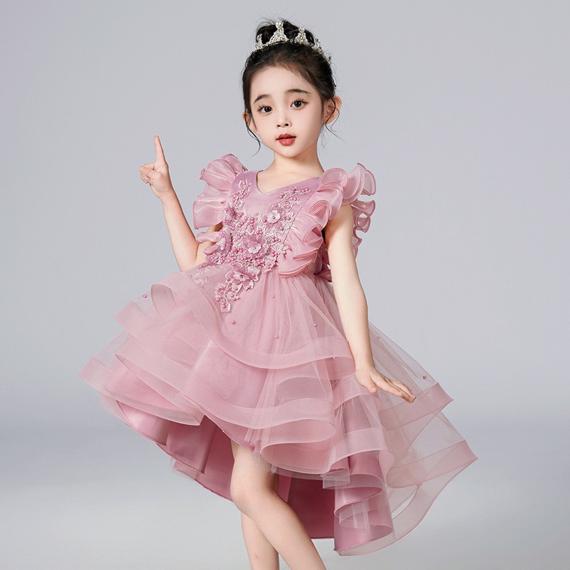 Party dress Girl princess dress drag tail princess dress girls performance clothes puffy skirt evening dress Brief Ball Gown
