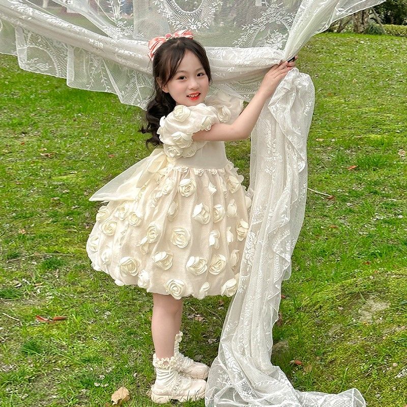 Girls Party Dresses Lace Lolita Style square collar Ball Gown Puff Sleeve Clothing for girls Dress for baby Children "s Clo