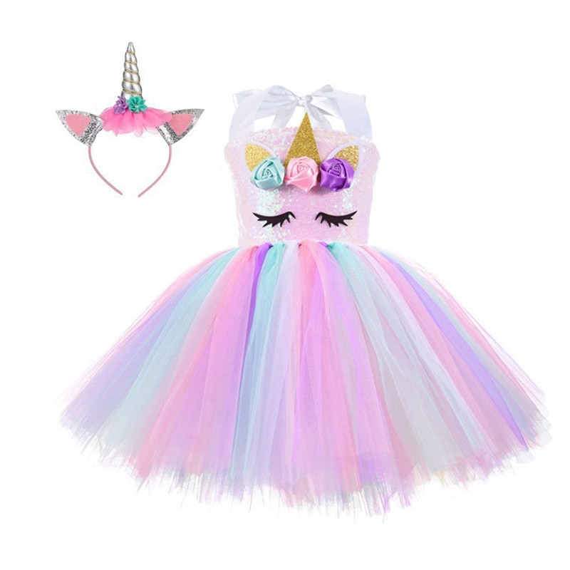 New Girls' Set Dress Decal Sequins School Role Play Performance Dress Halloween Costume Princess Tutu Mesh Skirt