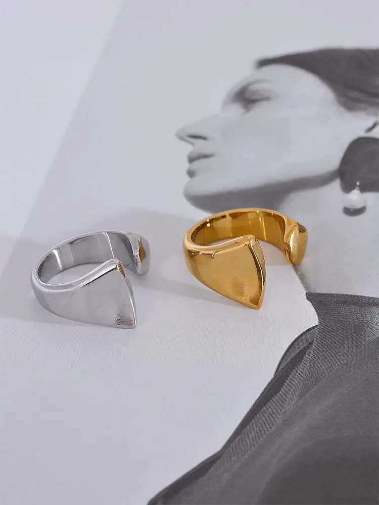 Yhpup Minimalist 316L Stainless Steel INS Ring High Quality Waterproof Charm Metal Gold Silver Color