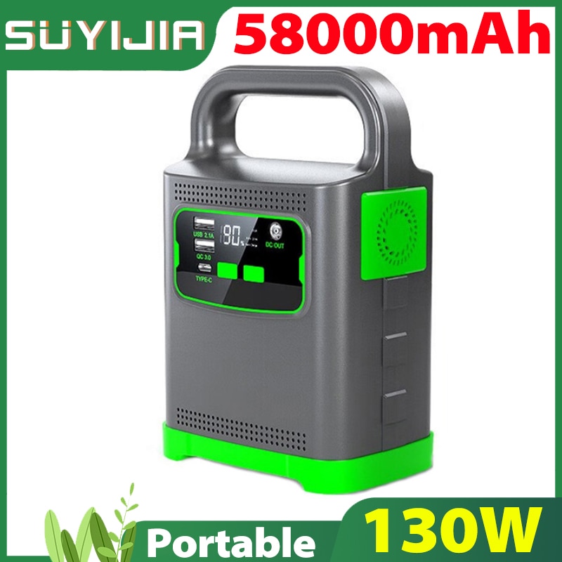 New Camping Portable Power Station 130W 58000mAh Energy Storage Power Bank with Socket Backup Battery Generator Powerstation