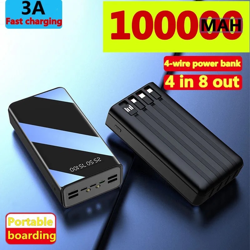 free shipping100000mah USB Fast Charging Power Supply LED Display Portable Mobile Phone Tablet External Battery Charging Source