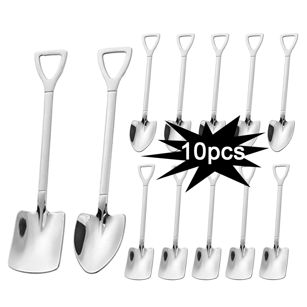 10pcs Stainless steel shovel spoon pointed shovel shovel spoon coffee spoon scoop of ice cream