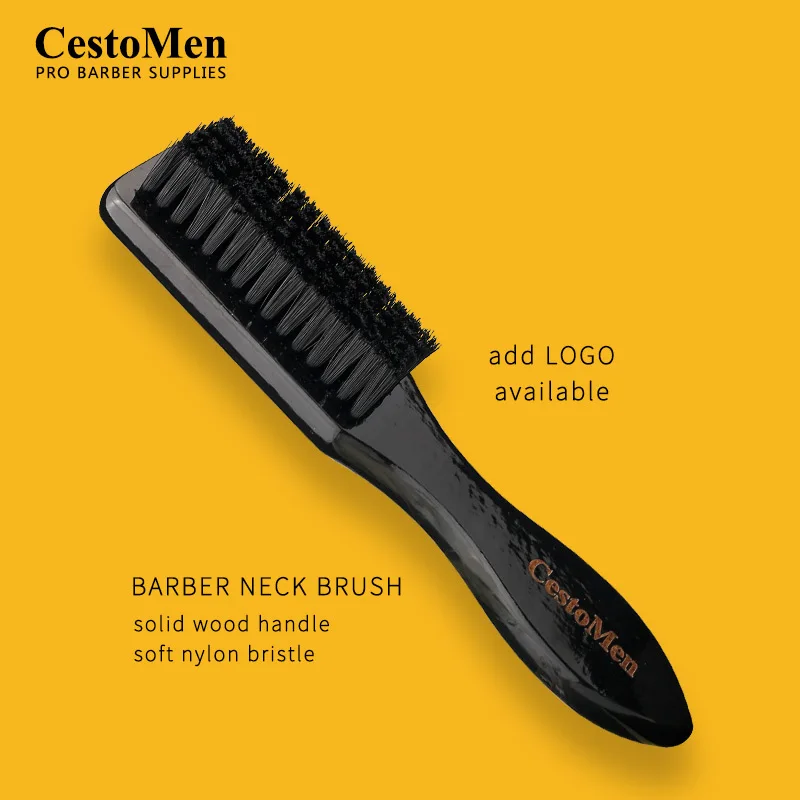 CestoMen Soild Wood Professional Fade Brush Barber Neck Sweeping Brush Comb Haircut Accessories