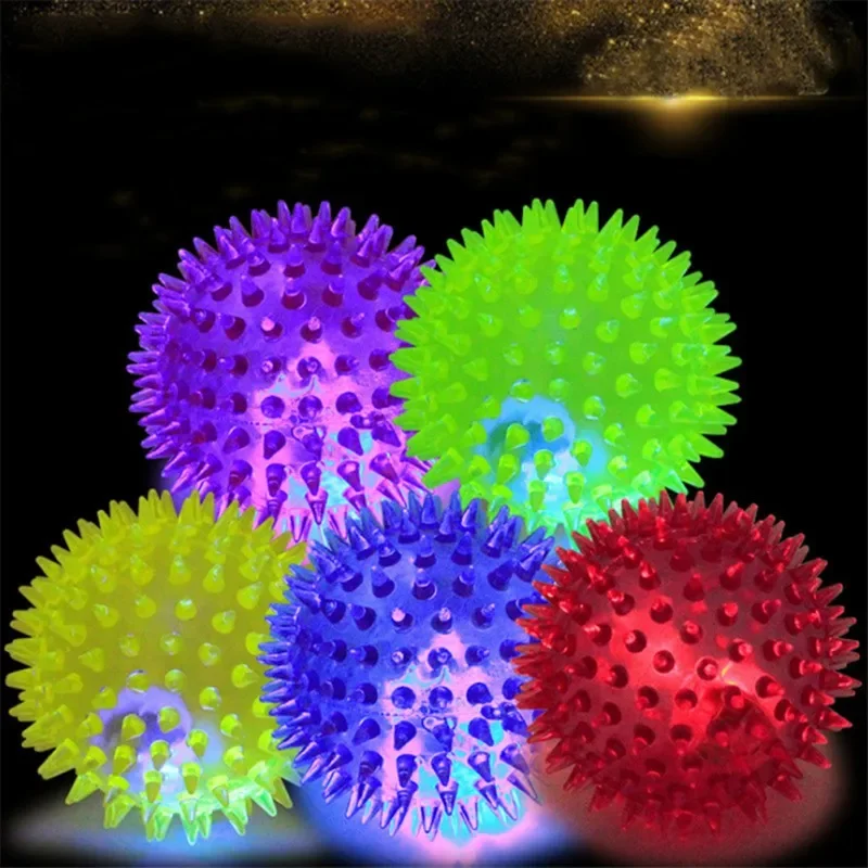 Dog Toys Luminous Sound Toy Bouncy Ball Pet Toy Flash Thorn Ball Molar Tooth Cleaning Toy Cat Dog