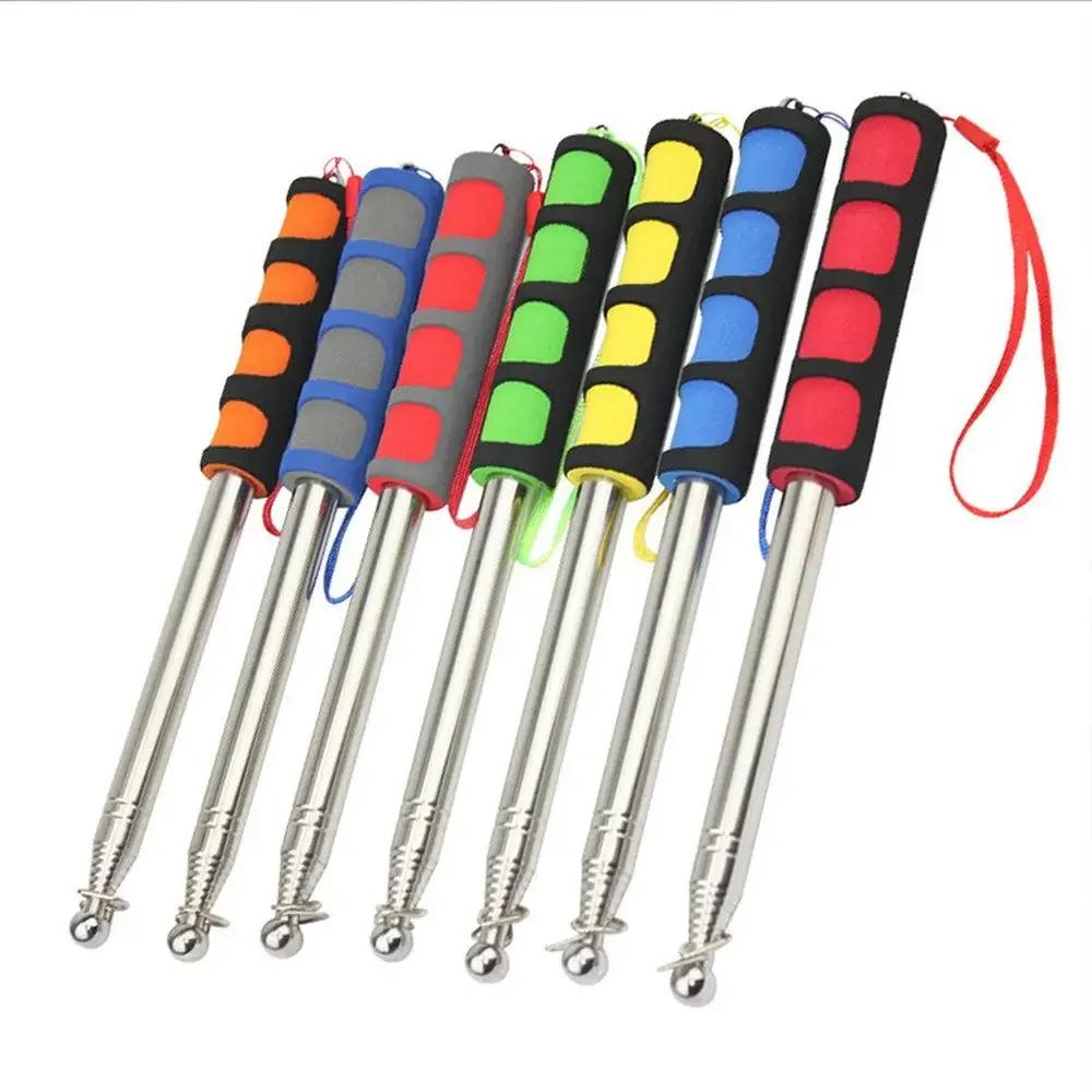 2M Flexible Handle Flagpole Telescopic Stainless Steel Tour Guide Banner Flagstaff Teaching Stick