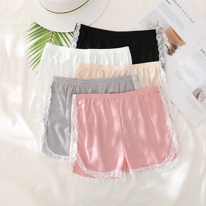 1pc fashion summer Anti light safety pants Lace lace underpants Women's boxers High waist Briefs Flesh covered thin safety 