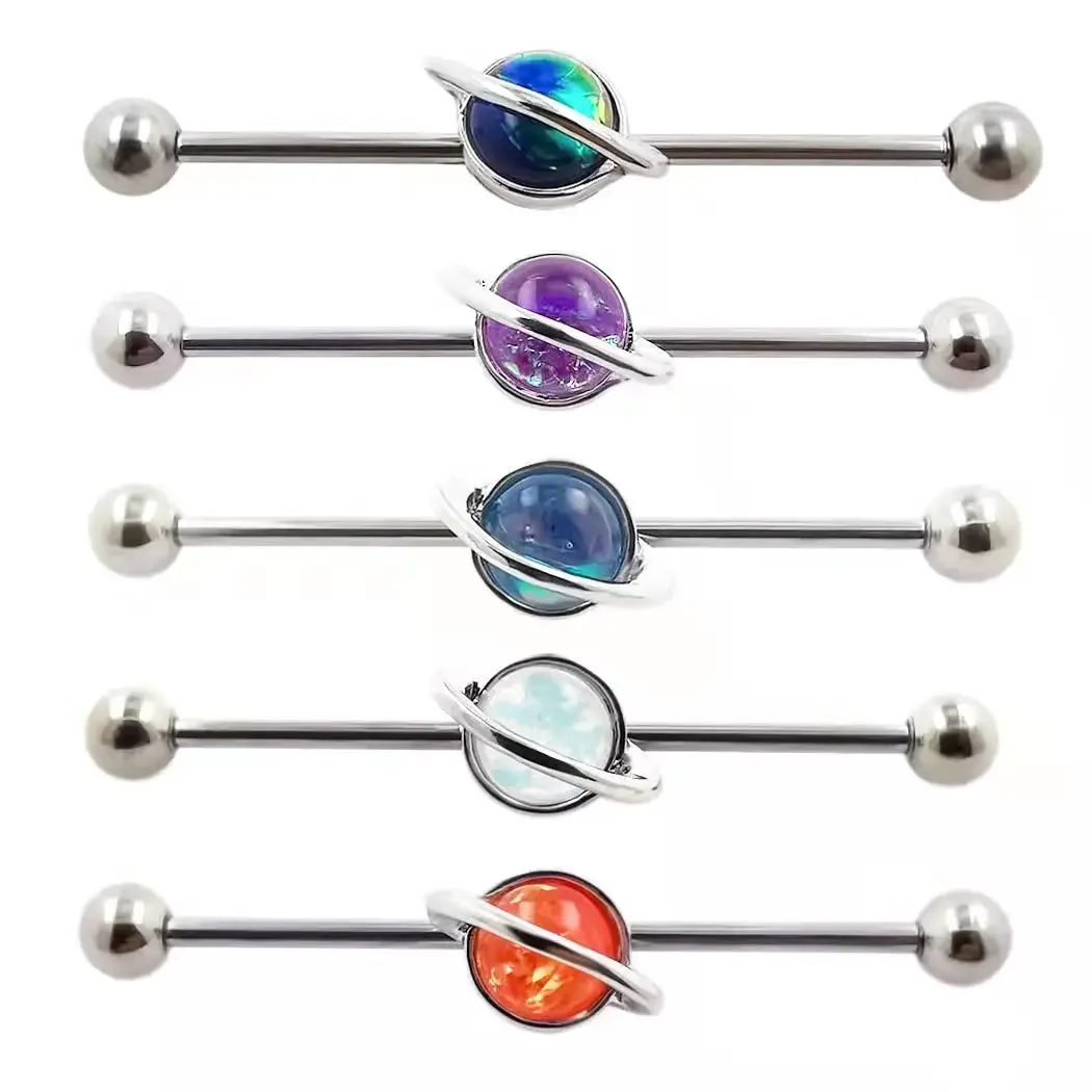 JHJT 14G 38mm Moon Industrial Piercing 316L Surgical Stainless Steel Planet Cartilage Ear Industrial