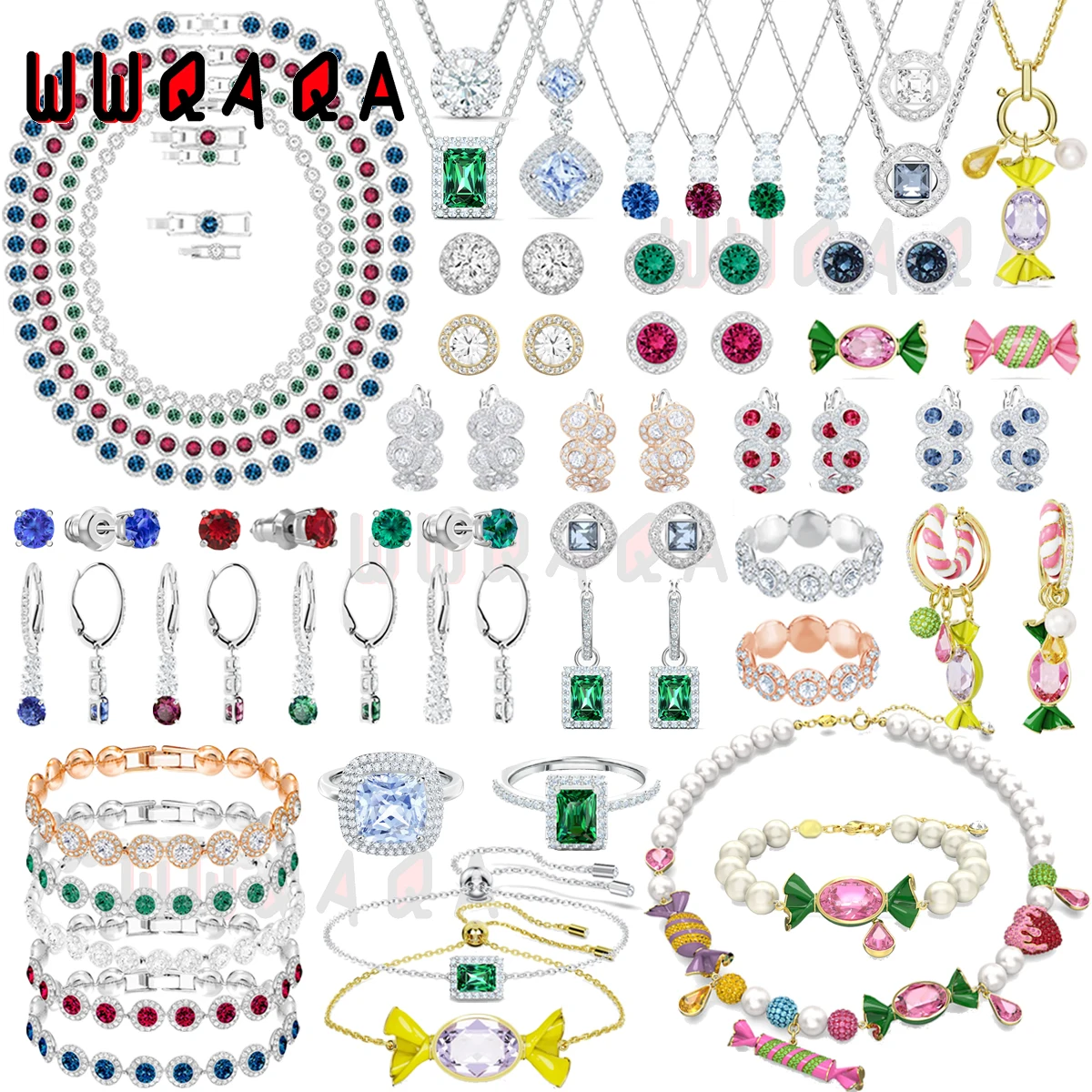 Original 2024 Fine Jewelry Set Charm Luxury ANGELIC Round Crystal Sweet Necklaces Earrings Bracelet