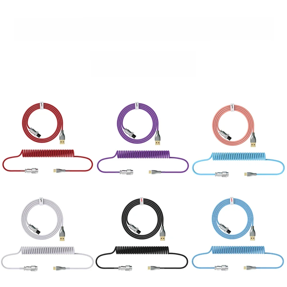 Coiled Cable  Mechanical Keyboard Aviator Cable Type-C to USB Connector Keyboard Aviation Cable For