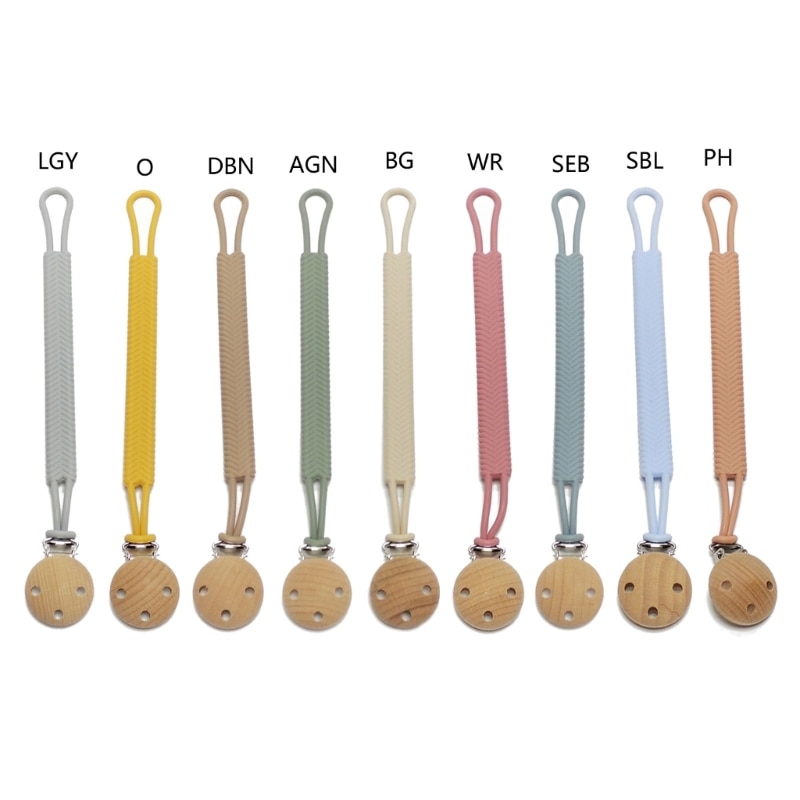 Silicone Pacifier Clip Long Pacifier Holder Clips for Baby Boys & Girls Soft Flexible Pacifier Leash Newborn Shower Gift P31