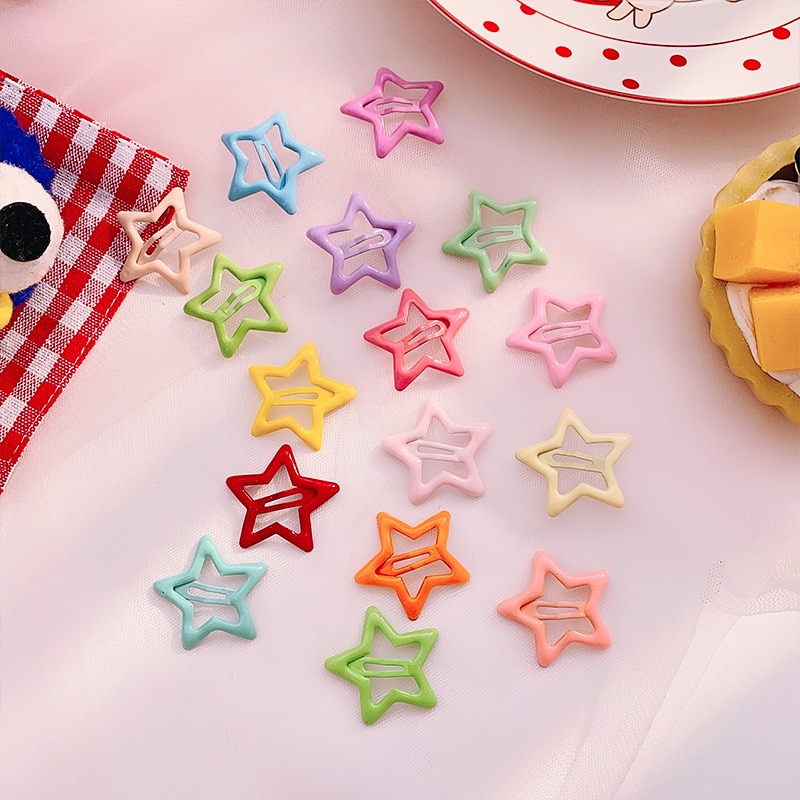 10pcs/set Pentagram Hair Clips Korean Candy Color Star Hair Pin Sweet Children Headband for Baby Girls Headwear Kids Accessories