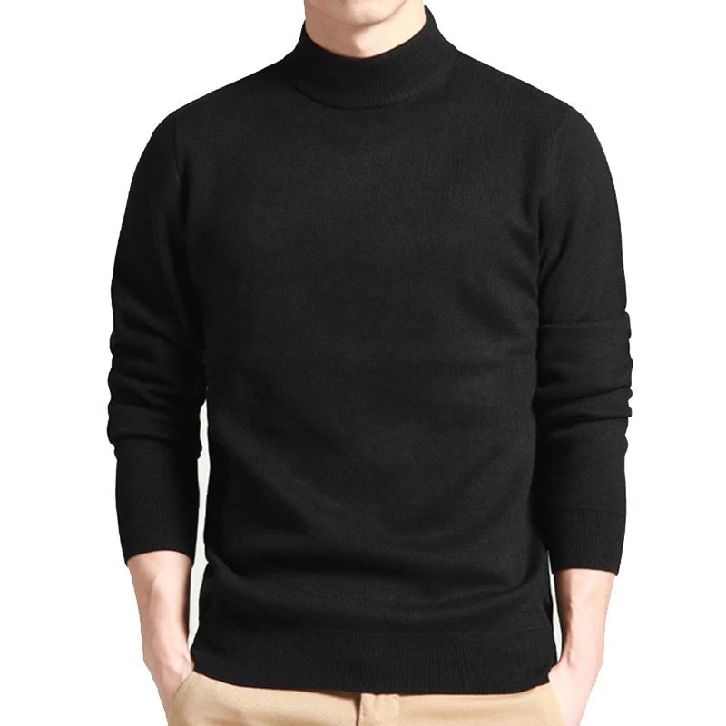 Men Sweater Solid Pullovers Mock Neck Spring And Autumn Wear Thin Fashion Undershirt Size M to 4XL