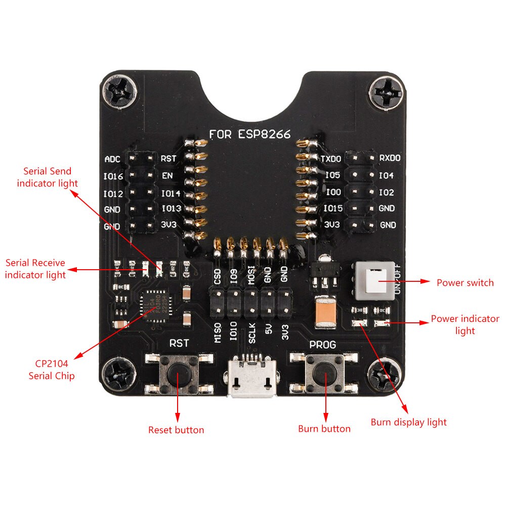 ESP8266 ESP32 ESP-WROOM-32 ESP32-WROVER Development Board Test Burning Fixture Tool Downloader For ESP-12S/12F/12E/O7S/07
