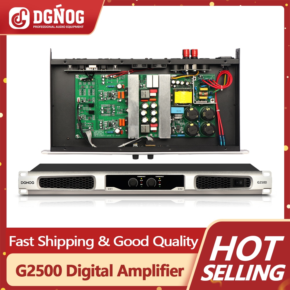 G2500 Class D Professional Amplifier 4 Ohms 2 * 900W 1U Digital Audio Amplifier Suitable For Concert Speakers DJ Stage DGNOG