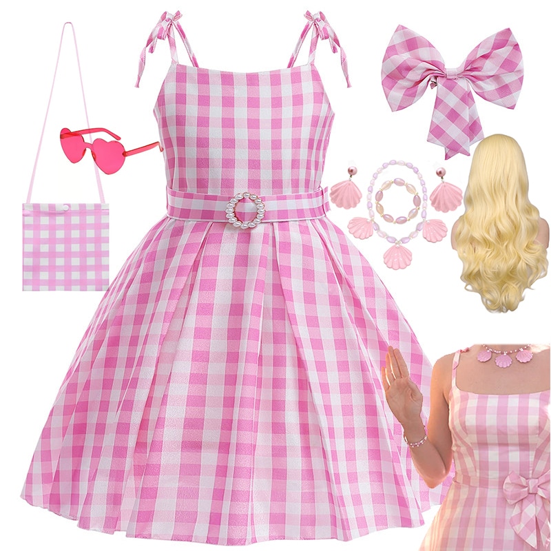 2023 New Movie Costume Dress for Girls Kid Pink Princess Cosplay Dress up Beach Halloween Party Costumes Children's Clothes