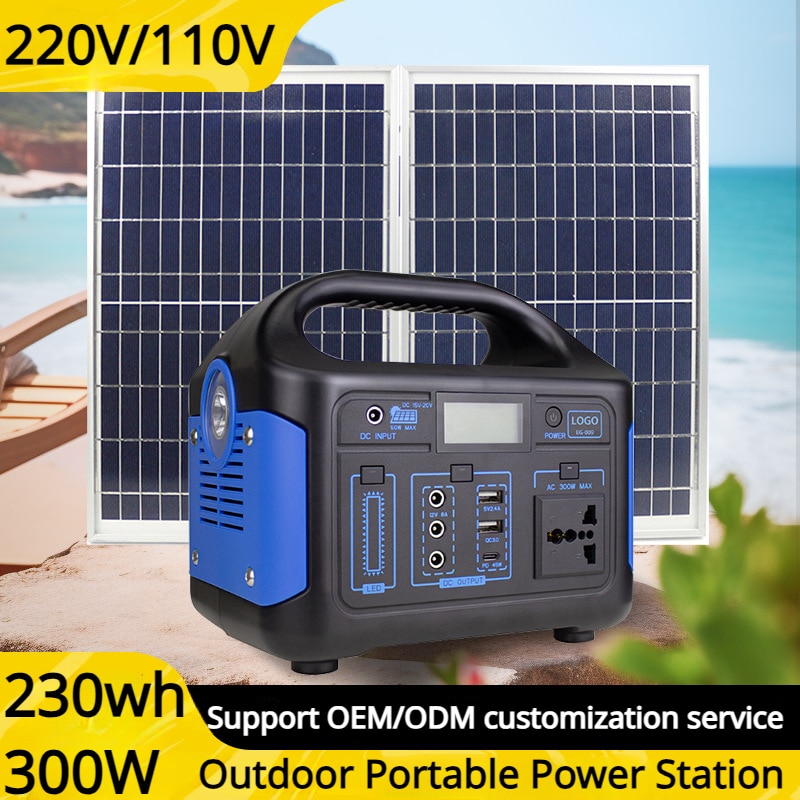 New 300W camping emergency multi-function portable battery 220V Lifepo4 phosphate outdoor energy storage portable power station