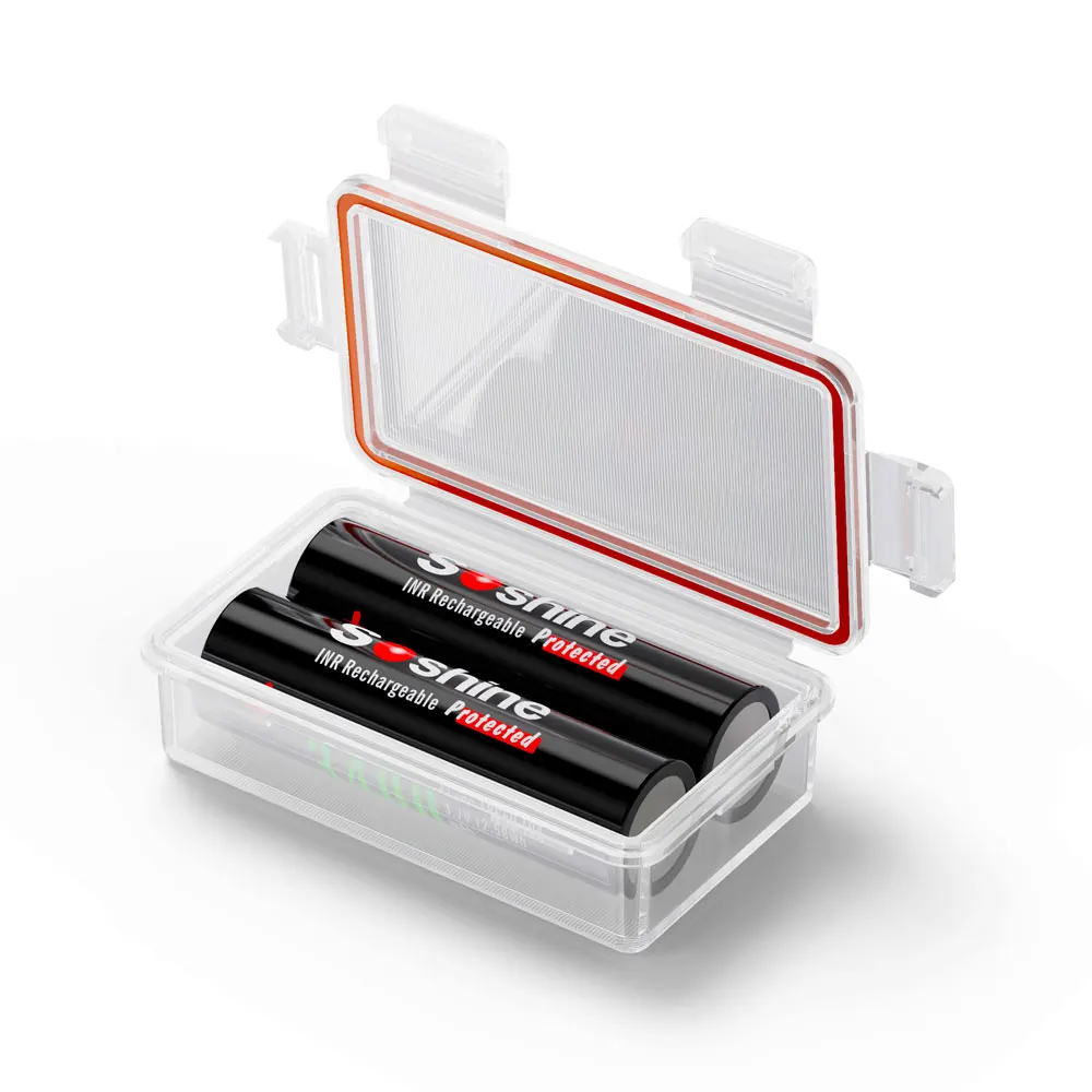 Soshine 5PC 18650 Waterproof Battery Case 2 Slots with Clip White Hard Plastic Battery Storage