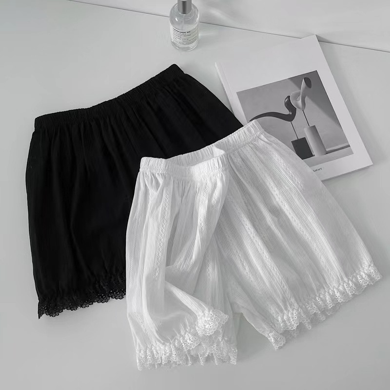 Pure Cotton Knickers Women Girl Safety Pants Lolita Shorts Pumpkin Style Panties Summer Kawaii White Vintage Victorian Bloomers