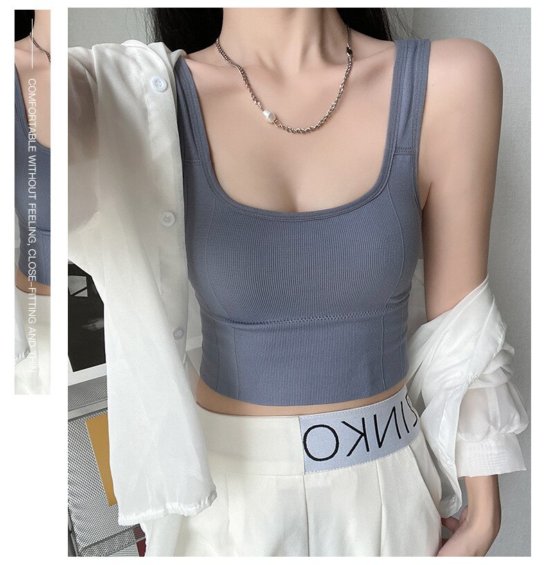 Beautiful Back Underwear U-shaped Chest Wrap Bandeau Camisole with Pad Yoga Sports Bra