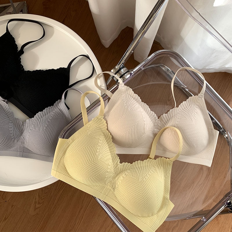 Women's Sports Sleep Bra Sling Latex No Marks Underwired Lace Lingerie