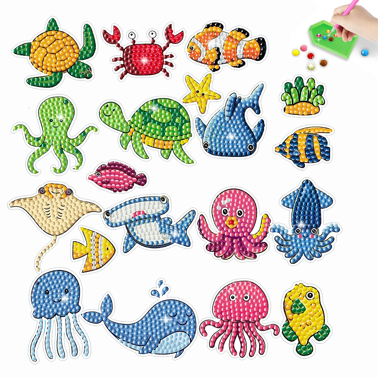 Cute Cartoon Sea species Theme 5D Diamond Painting Stickers for Kids Arts and Crafts Handmade DIY