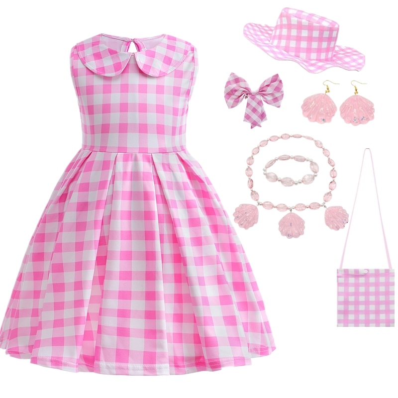 Movie Cosplay Costumes for Girls Halloween Pink Dress Kids Clothes Princess Birthday Party Vestidos for 3-10Yrs