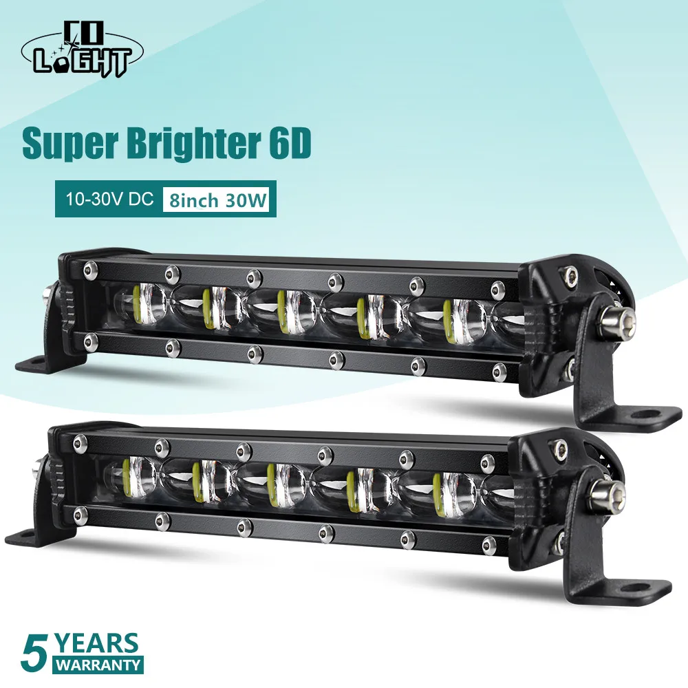 CO LIGHT Led Bar 8Inch 6D Led Light Bar 30W Spot Flood Combo Led Beam DRL for 4X4 Light Suv Truck