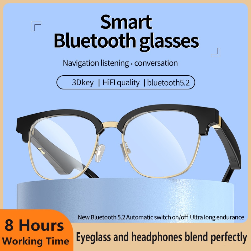 Bluetooth Sunglasses,Open Ear Style Smart Glasses to Listen Music and Make Phone Calls with Polarized UV400 Safety Lens