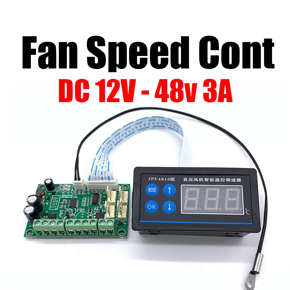 DC 12V 24V 48v 6A Fan Speed Controller Chassis PWM Temperature Control Speed Regulation Cooling Fan
