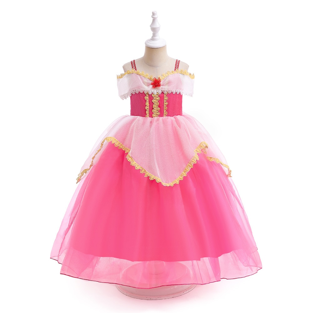 Girls Party Dresses 110cm-150cm Kids Cosplay Dress Princess Birthday Wedding Pink Gown Children