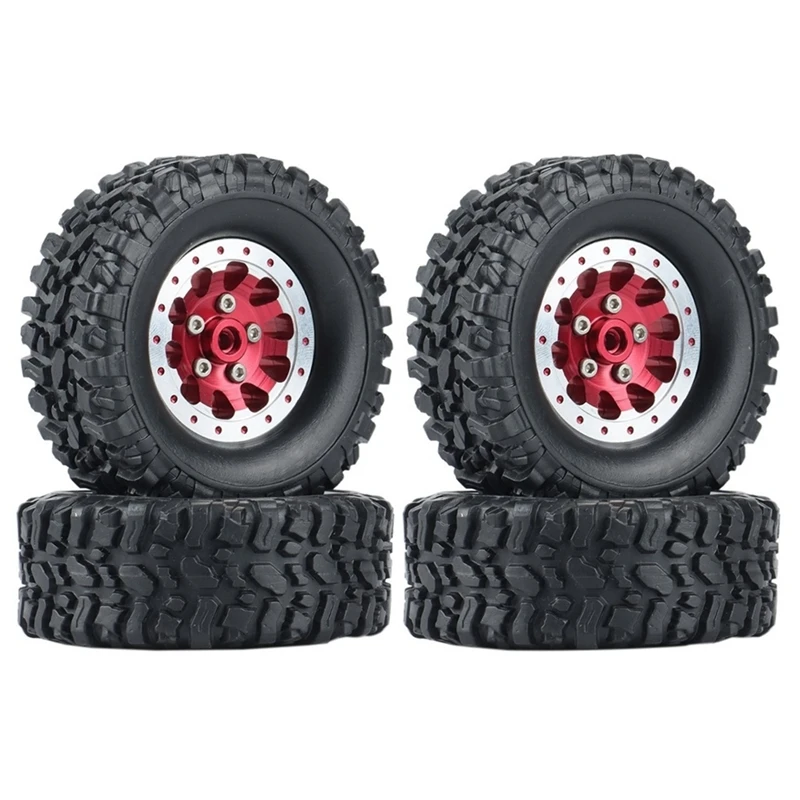 4Pcs Metal Beadlock Wheel Hub Wheel Rim And Rubber Tire For WPL C14 C24 B14 B24 B36 MN D90 MN99S RC