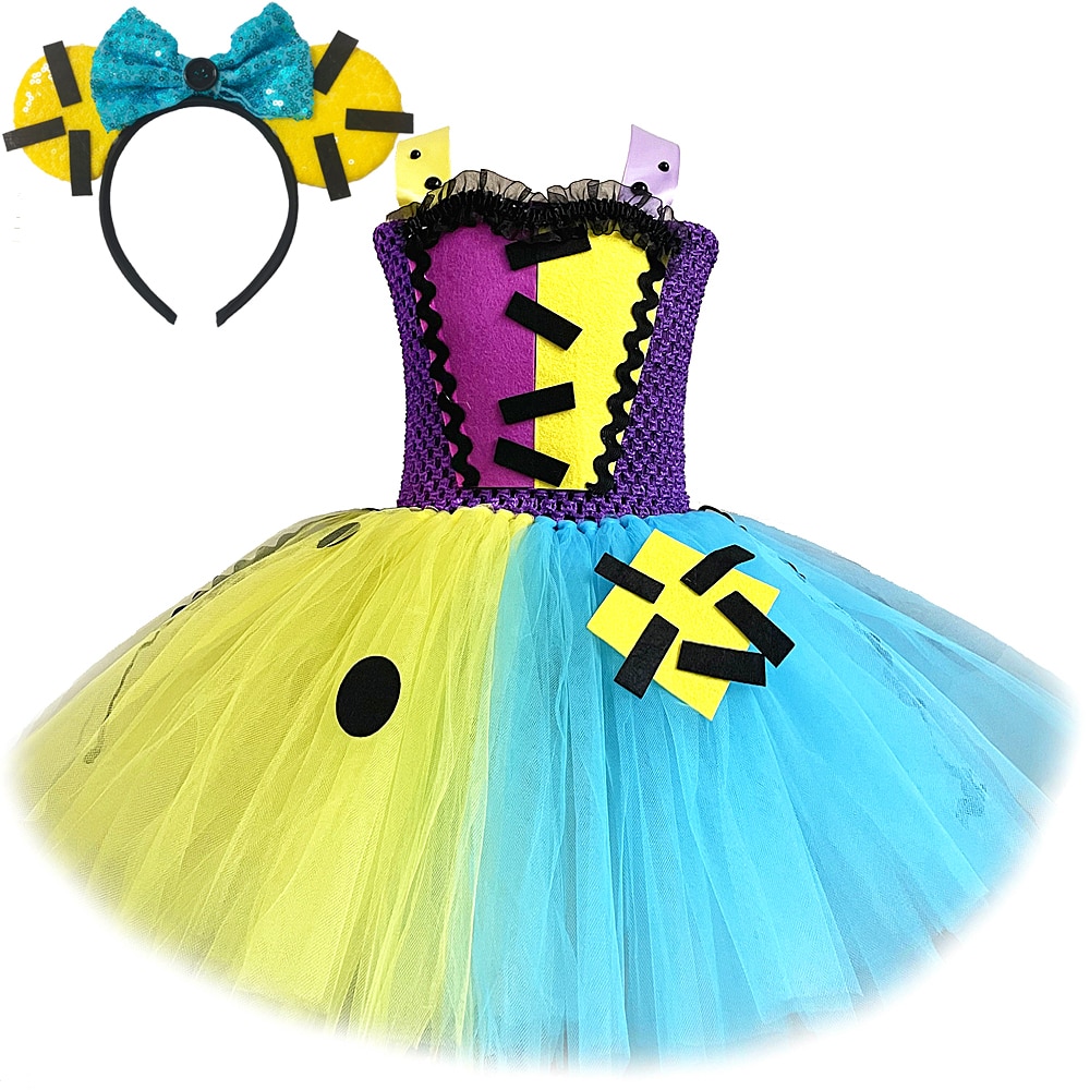 Nightmare before Christmas Sally Halloween Costumes for Girls Kids Carnival Party Scary Fancy Dress Children Cosplay Tutu Outfit
