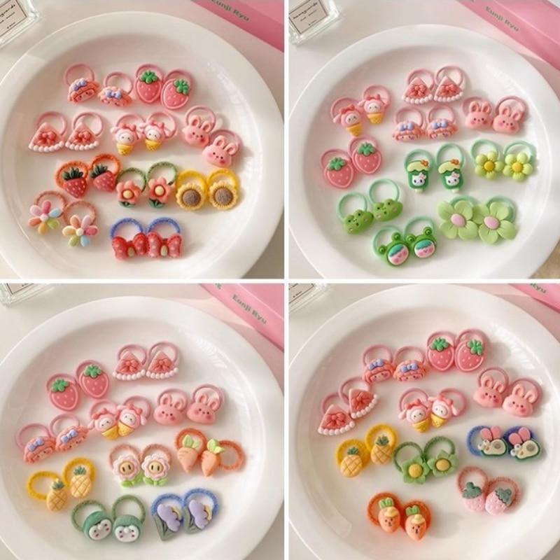 2023 New 10pc Cute Cartoon Kids Headwear Hair Tie Baby Hairproof Mini Simple Rubber Band Hair Baby Girls Accessories Gifts