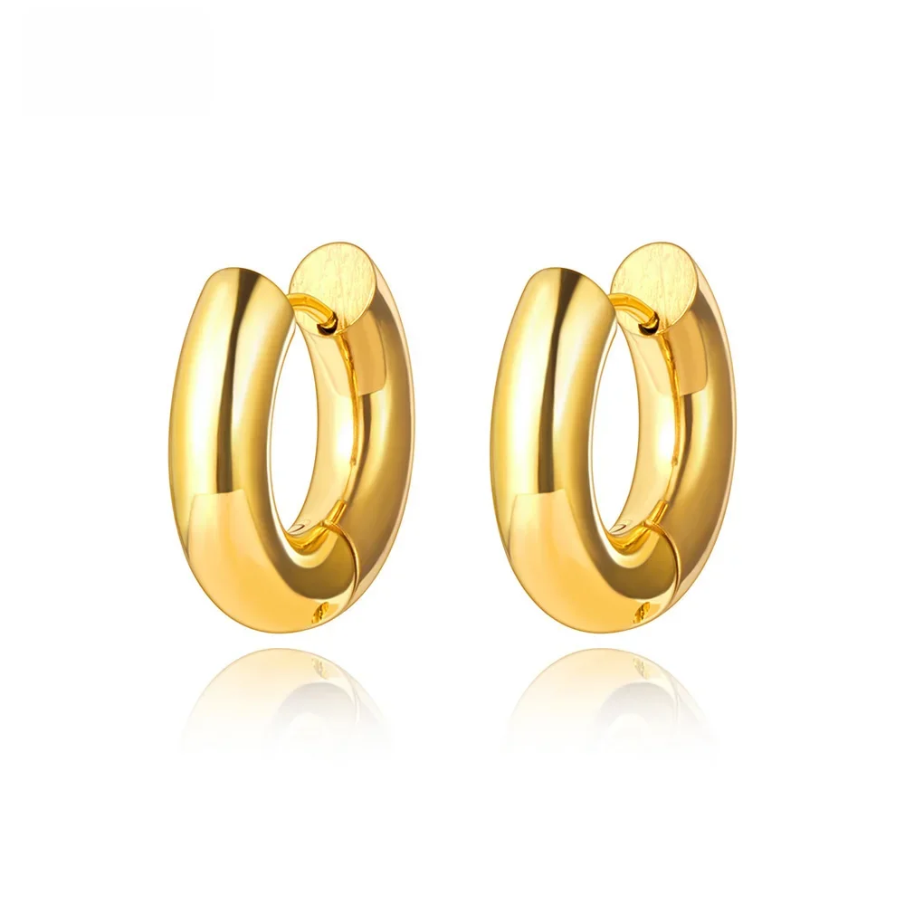 Lokaer 18K Gold Plated Stainless Steel Huggie Earrings Fashion Small Hoop Earrings 20mm Gold Earring
