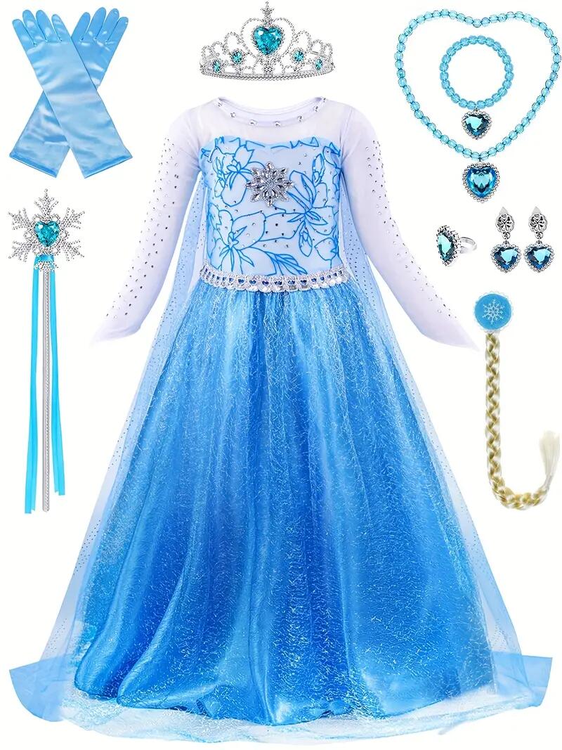 3-10 Years Girls Princess Dress Elsa Costume for Kids Sequins Dresses Halloween Party Carnival Children Cosplay Dress Up Disfraz