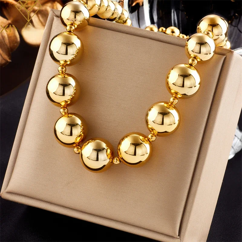 XIYANIKE 316L Stainless Steel Necklace Ball Chain Accessories for Women Trendy Design Simple New