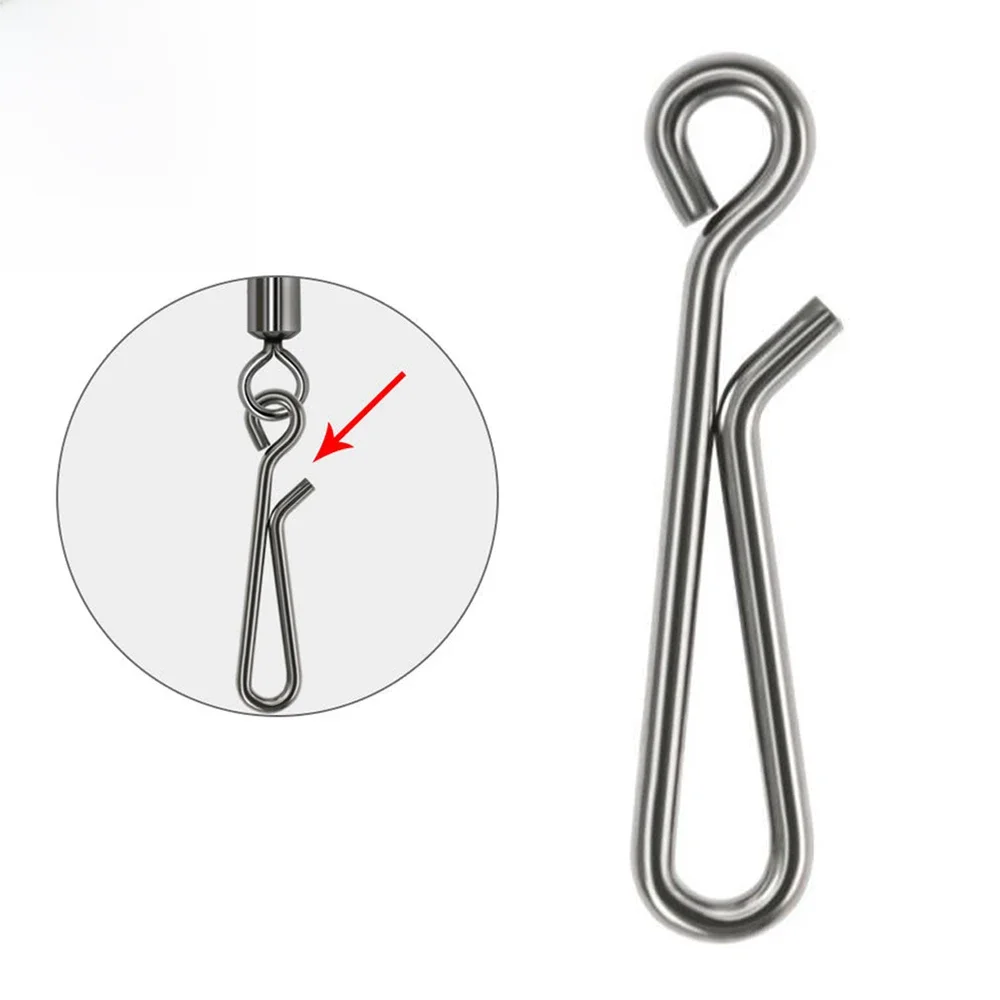 DNDYUJU 30/50/100pcs Stainless Steel Fishing Lure Snap Fishing Swivel Quick Buckle Fishing Barrel