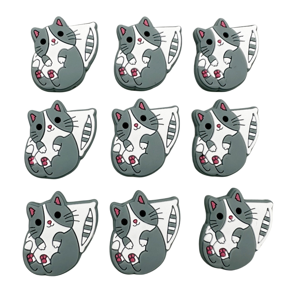 10PC New Food Grade Silicone Lazy Cat Baby Beads Teether Beads Baby Toy Bead DIY Nipple Chain Jewelry Accessories Kawai Gifts