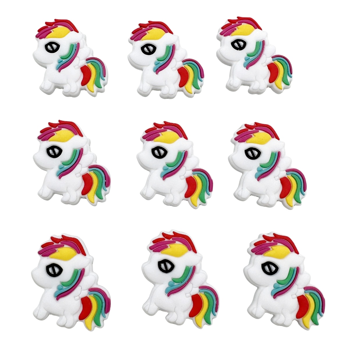 10PC New Silicone Rainbow Horse Baby Beads Teether Beads Baby Toy Bead DIY Nipple Chain Jewelry Accessories Kawai Gifts