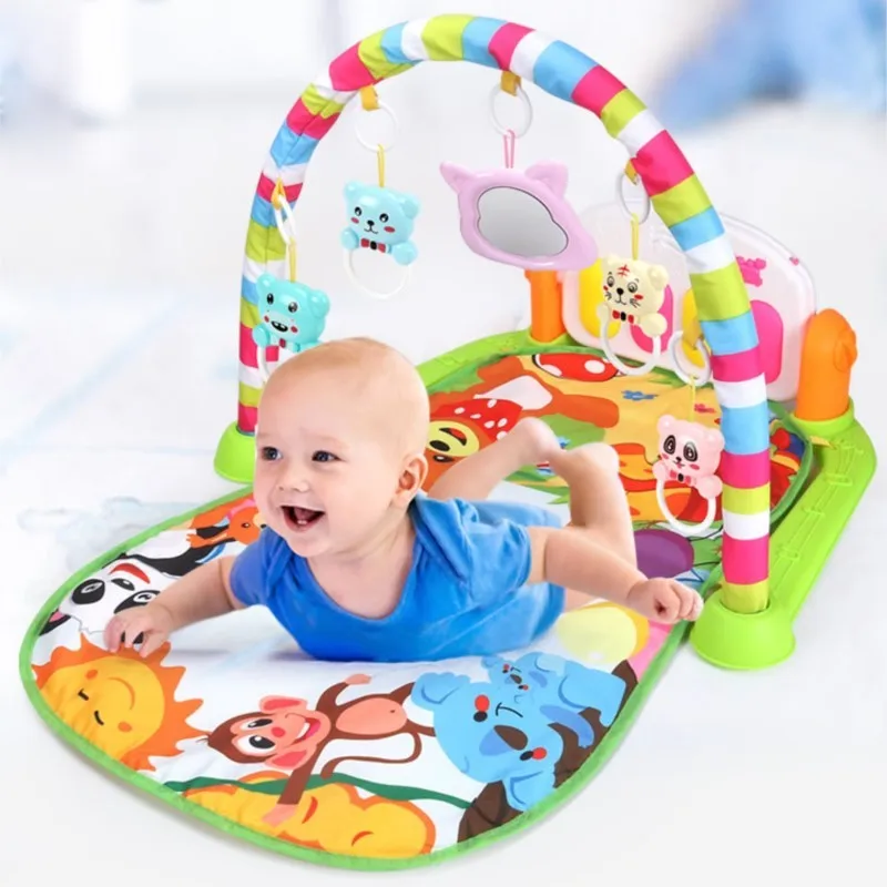 Baby Fitness Piano Keyboard Mat Fitness Rack Newborn Play Blanket For Home Cute Animal Baby Indoor