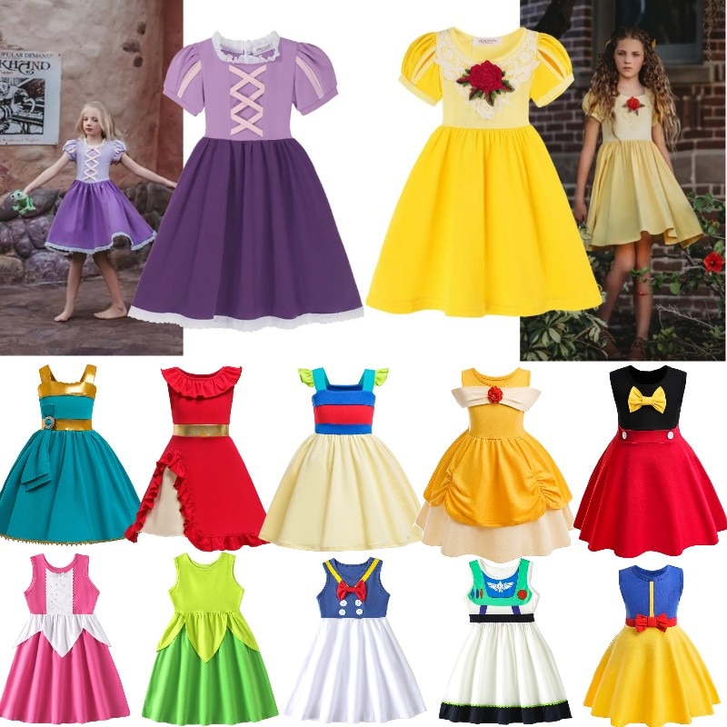 Elsa Anna Princess Dress Girls Birthday Party Carnival Mini Mouse Clothes Cosplay Encanto Snow White Mermaid Halloween Costume