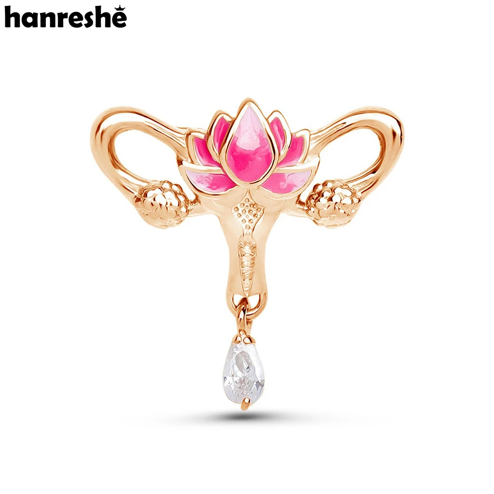 Hanreshe Woman's Womb Medical Jewellery Brooch Pins Gynecology Symbol of Medical Uterus Lotus Lapel