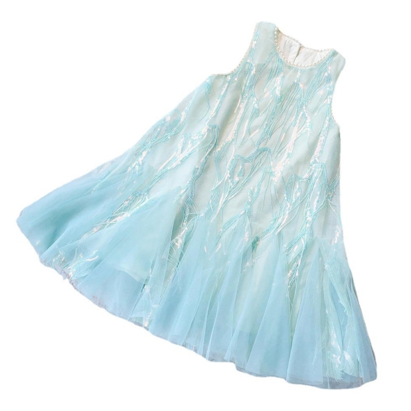 Girls Luxury Party Princess Evening Holiday Prom Gala Dress Teenage Children's 3 5 7 10 12 13 Years Old Sequin Blue Kids Cl