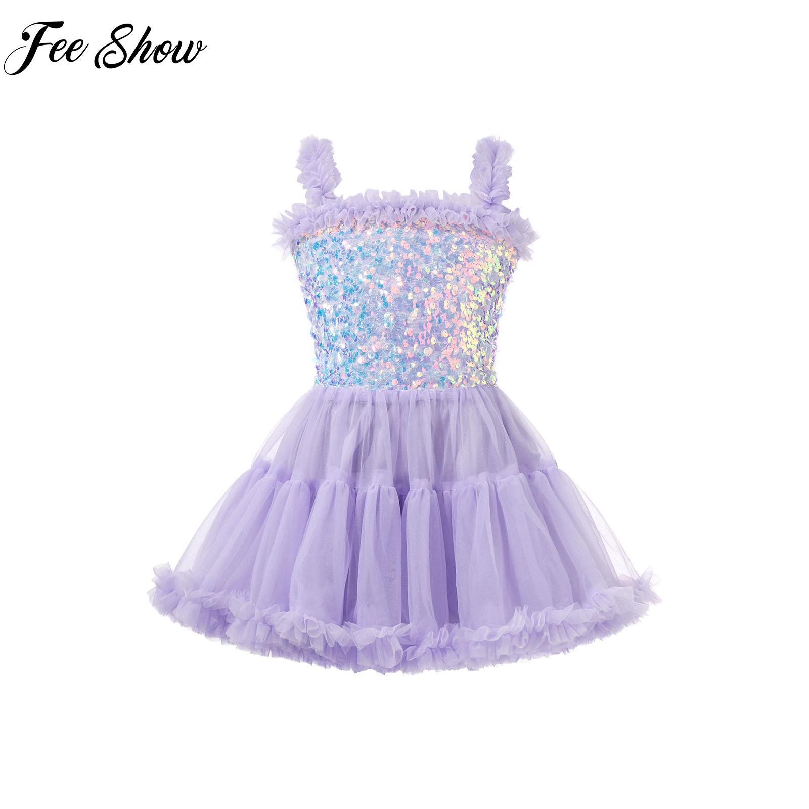 Toddler Girls Sparkly Sequin Tutu Dress Sleeveless Ruched Ruffle Multi-Layer Hem Princess Dress for Birthday Dancing Party