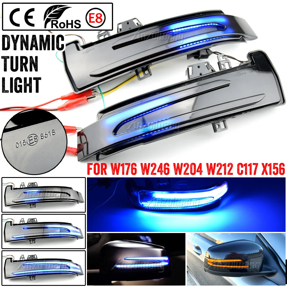 2x For Mercedes Benz A B C E S CLA GLA CLS Class W176 W246 W204 X156 Dynamic Turn Signal Rearview
