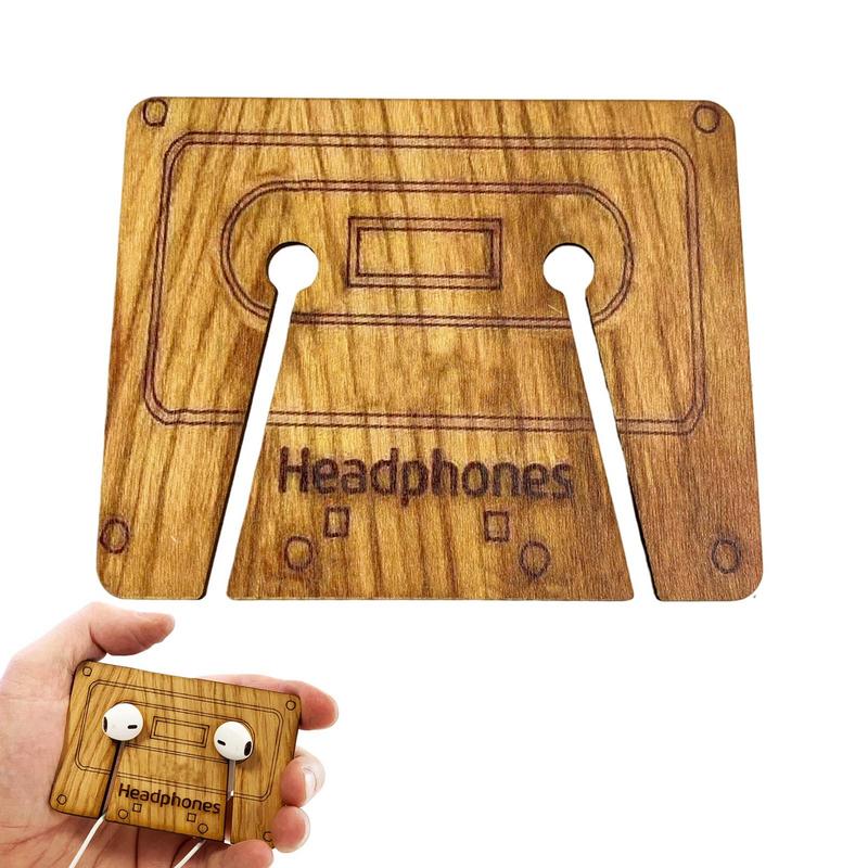 Cord Wraps For Charging Cords Wooden Case For Wire Storage Reserved Earplug Hole Leather Cable Straps Cable Ties Cable