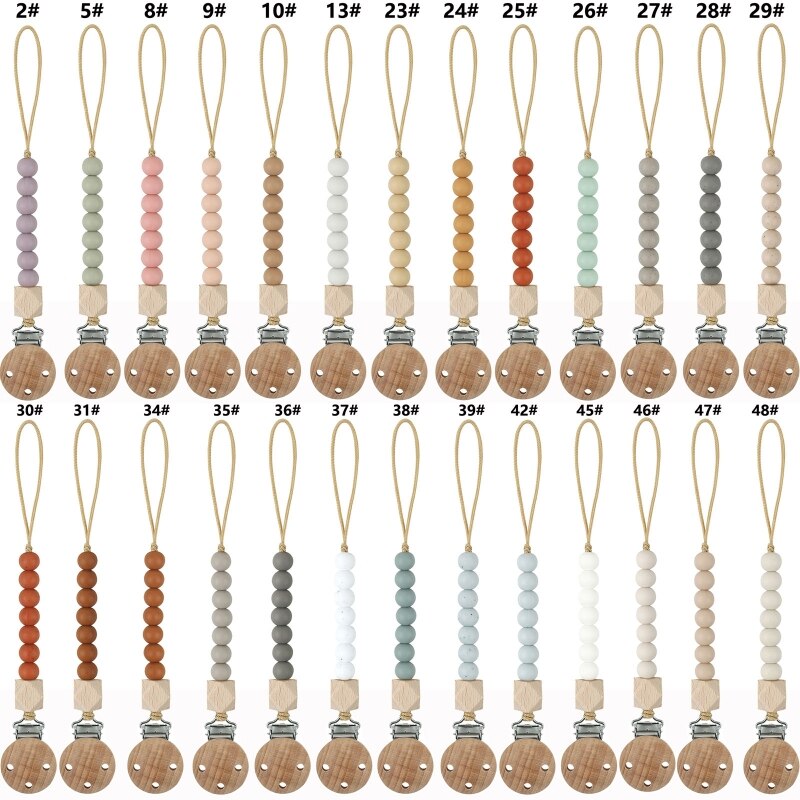 Pacifier Clips Chain Silicone Beads BPA Free Clip Holder Soother Chains